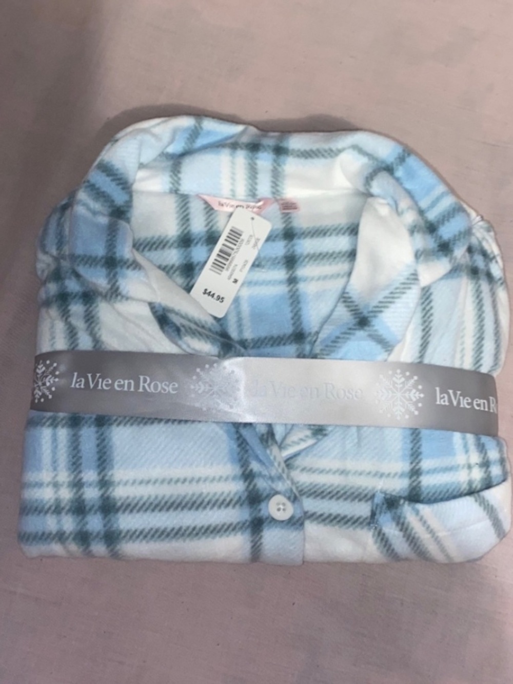 La Vie En Rose: Blue Plaid Micropolar PJ Set- NWT!